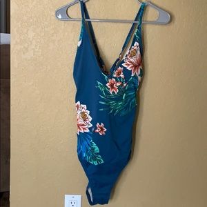 Tropical one piece bathing suit